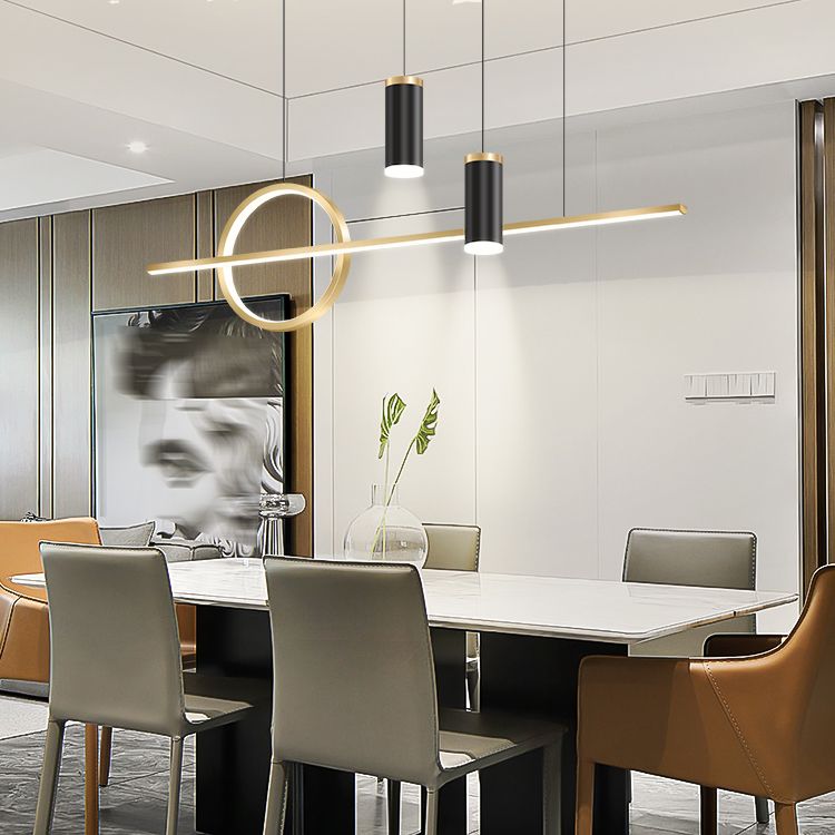 Contemporary Style Linear Island Lighting Metal 4 Light Island Light Fixtures