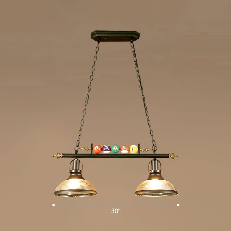 Metal Black Finish Island Lamp Shaded Industrial Style Hanging Light with Billiard Ball Deco