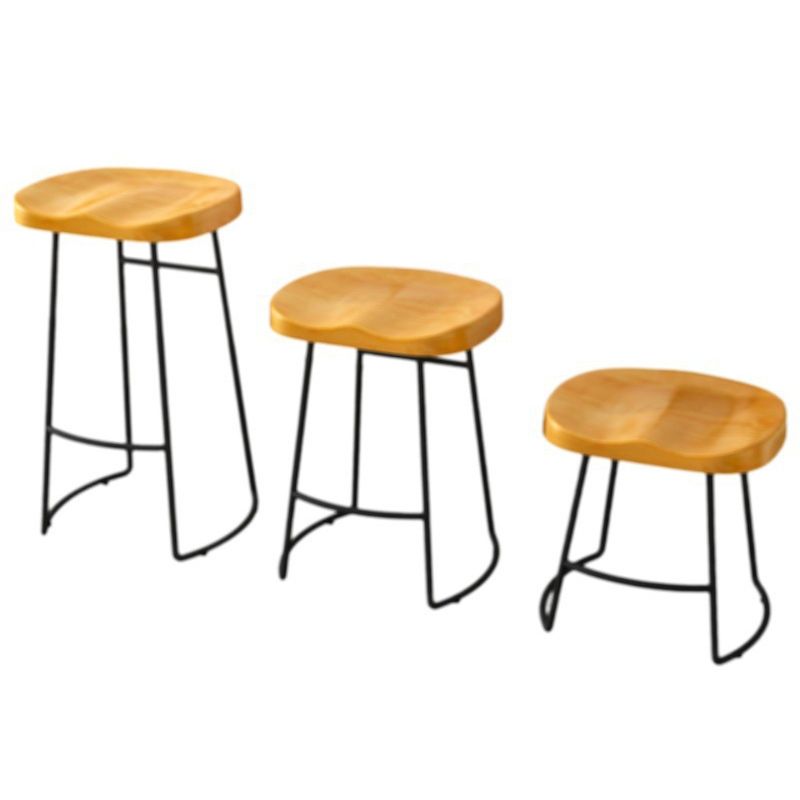 Modern Armless Backless Counter Stool Pine Wood Bar Stool with Pedal for Cafe