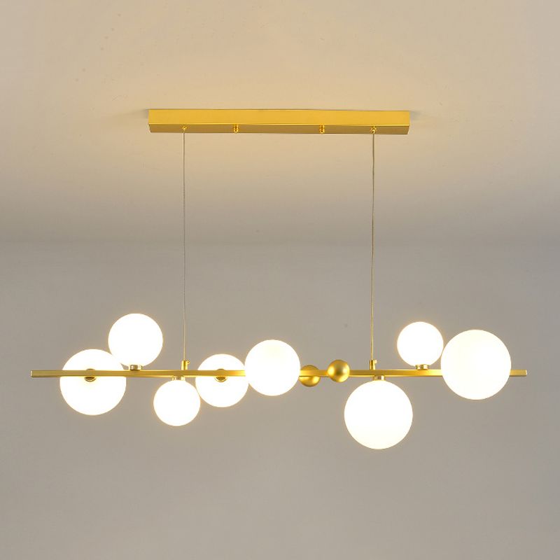 Glass Globe Island Pendant Modern 8-Lights Island Lighting for Dining Room