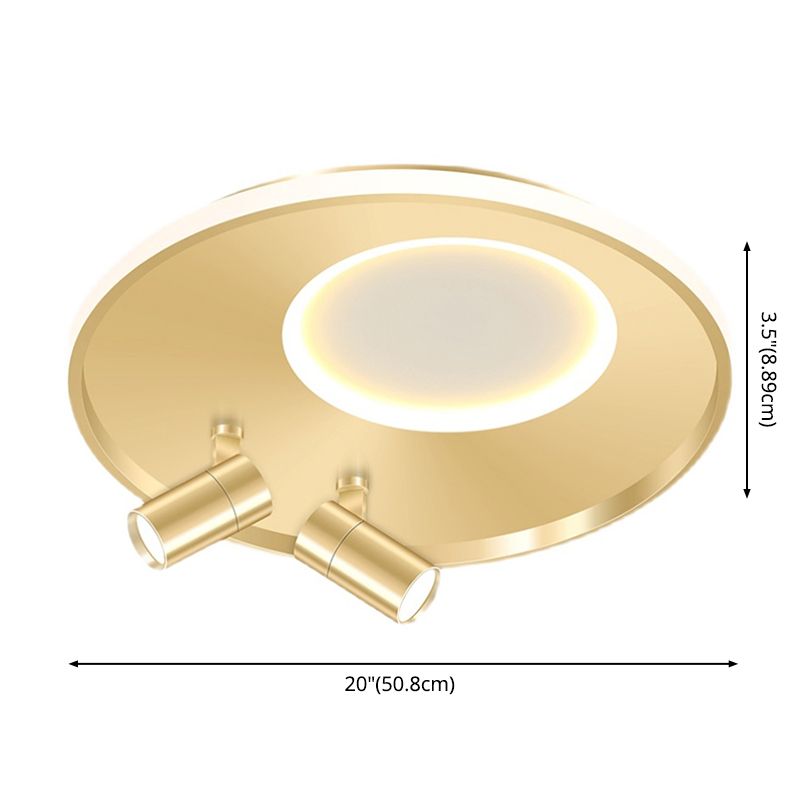 New Modern LED Flush Ceiling Lights Iron Circular Flush Mount Lamp with 2 Spotlights