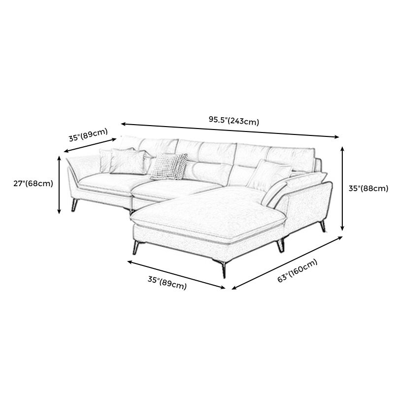 Cream Faux Leather High Back Pillow Top Arm Sofa/Sectional with Stain-Resistant