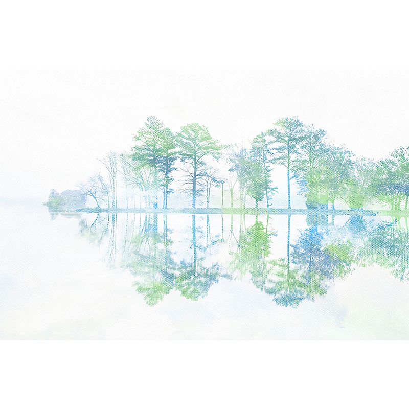 Full Size Birch Tree Wall Mural in Green Non-Woven Wall Art for Home Decor, Made to Measure