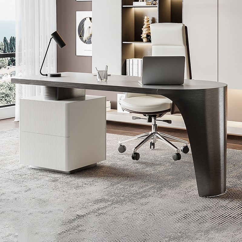 Pedestal Stone Writing Desk Glam with Drawers Office Desk for Office