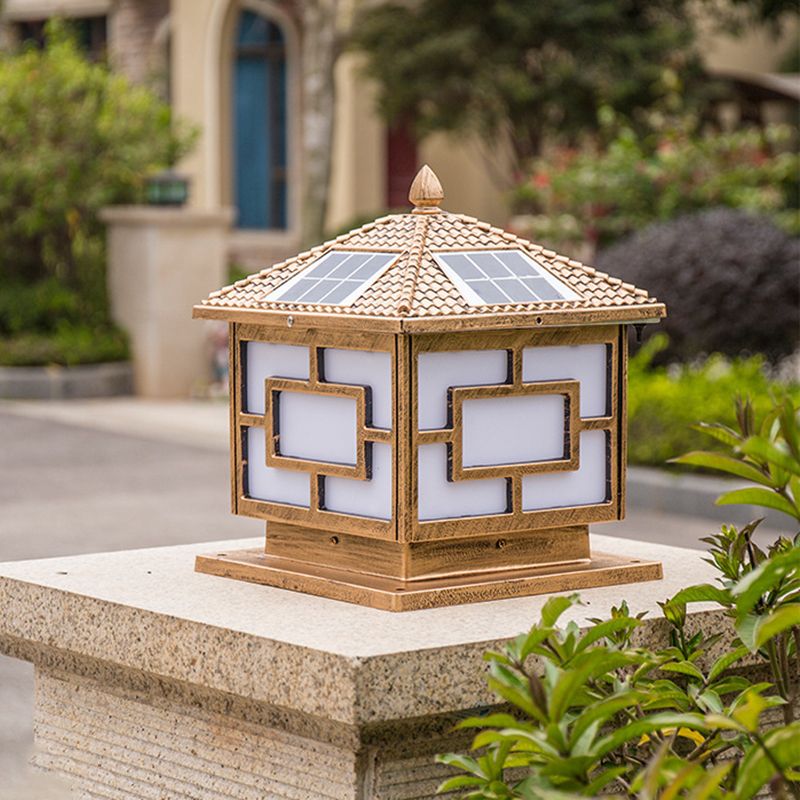 Black/Golden Waterproof Outdoor Lights Square Pillar Lamp for Garden