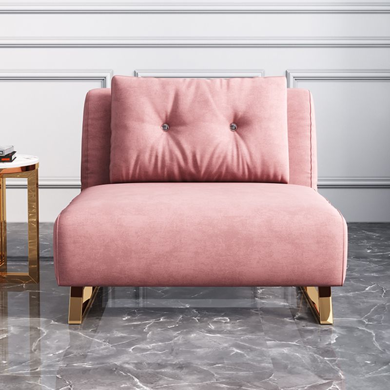 Glam Foldable Futon Frame with Velvet 31.5" Wide Futon Sofa Bed in Pink
