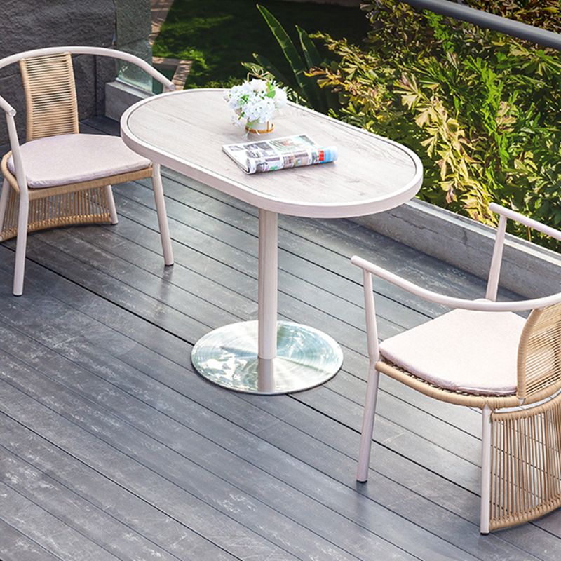 3 Pieces Dining Table Set UV Resistant Modern Oval Bistro Table Set