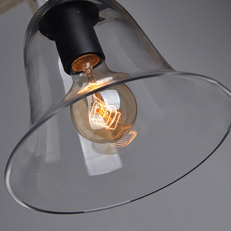 Luz de colgante de techo de campanina Vidrio contemporáneo 1 luz de techo colgante negro