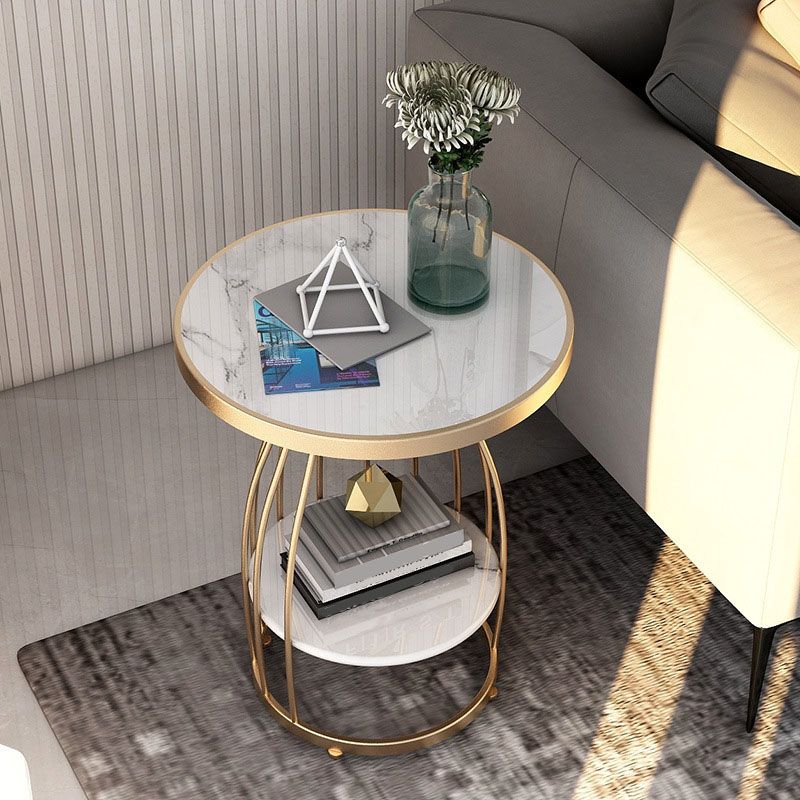 Contemporary Metal Frame End Table 24.8" Tall Slate Top Side Table