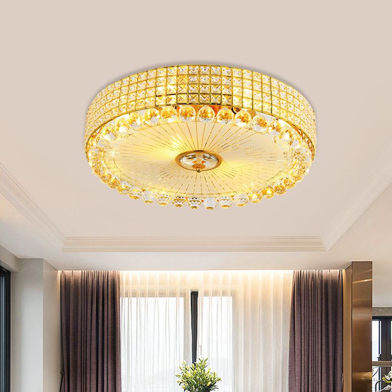 Beveled Crystal Silver/Gold Flush Mount Circle Minimalism LED Ceiling Light Fixture, 16/23.5 Inch Dia