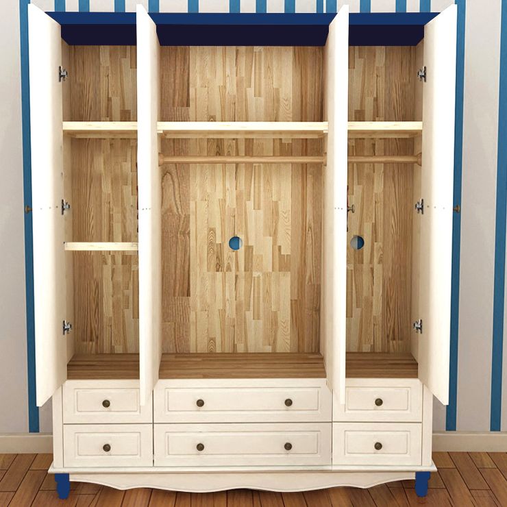 Coastal Engineered Wood Armoire for Bedroom Matte Finish Cabinet with Hinged Door