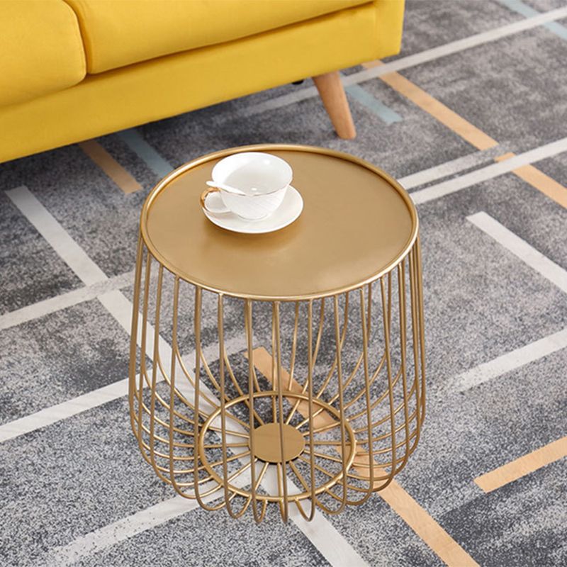 Glam Cocktail Table Abstract Faux Marble/Metal Storage Round Coffee Table