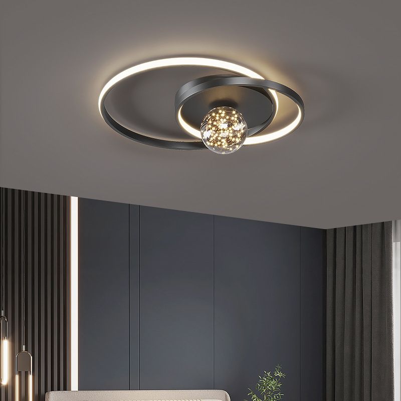 Plafonnier LED circulaire créatif moderne en aluminium à 3 lumières avec abat-jour en acrylique