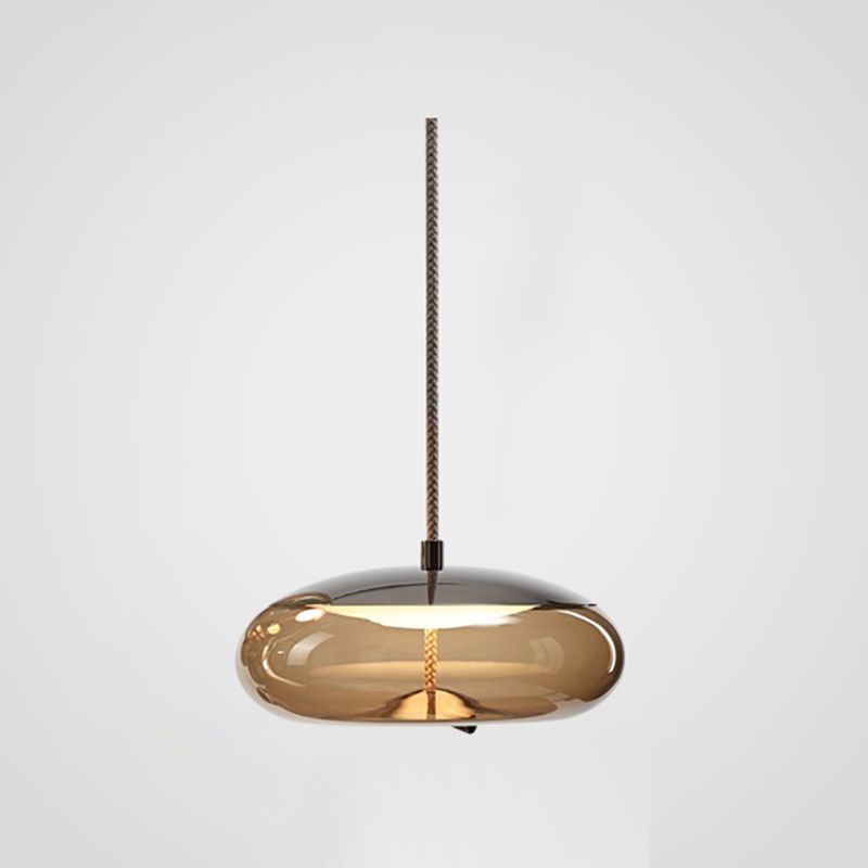 Éclairage de pendentif à LED en verre transparent à la lumière simple en verre pour salle à manger du salon