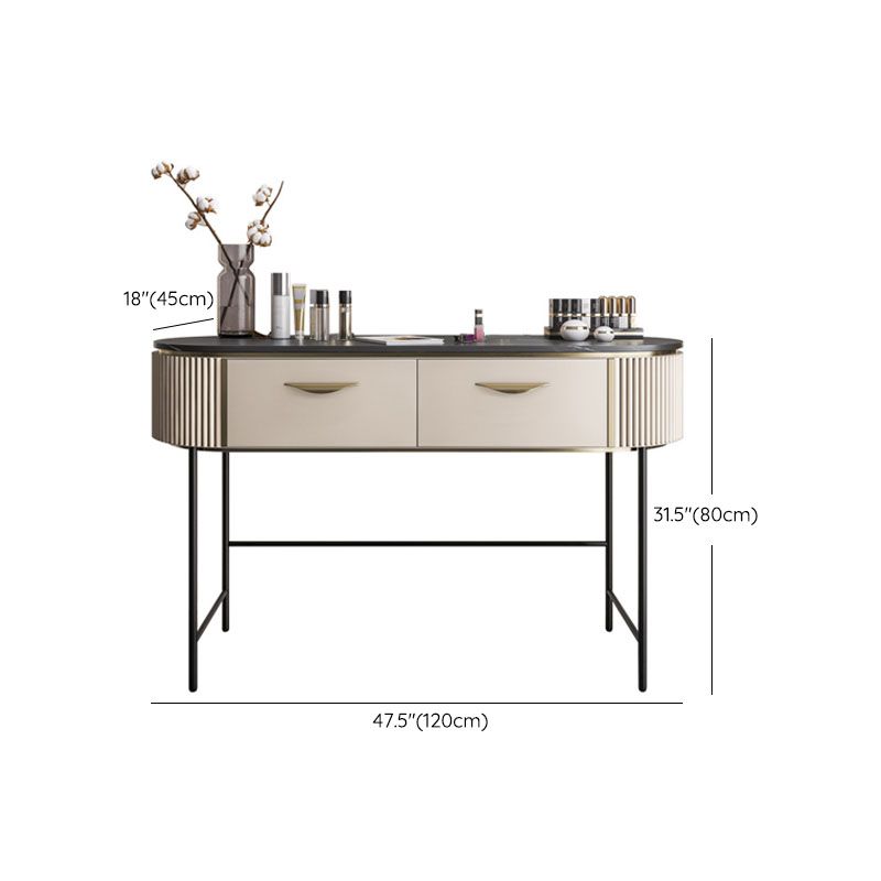 Contemporary Bedroom with Makeup Table and Stool Double Drawers Make-up Vanity