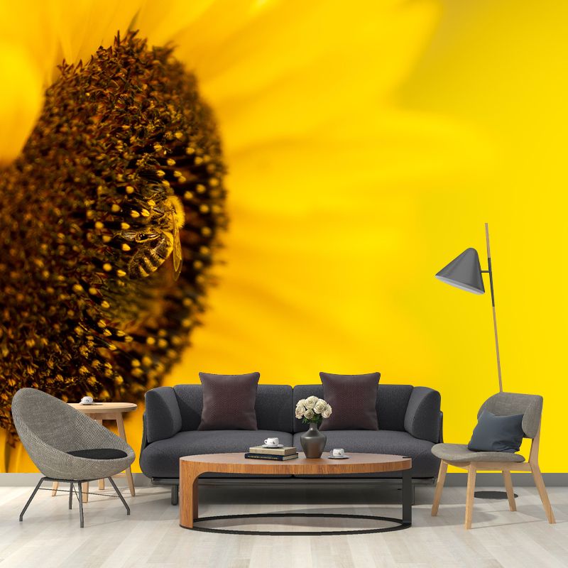 Horizontal Photography Sunflower Wall Mural for Living Room Girls Women Bedroom
