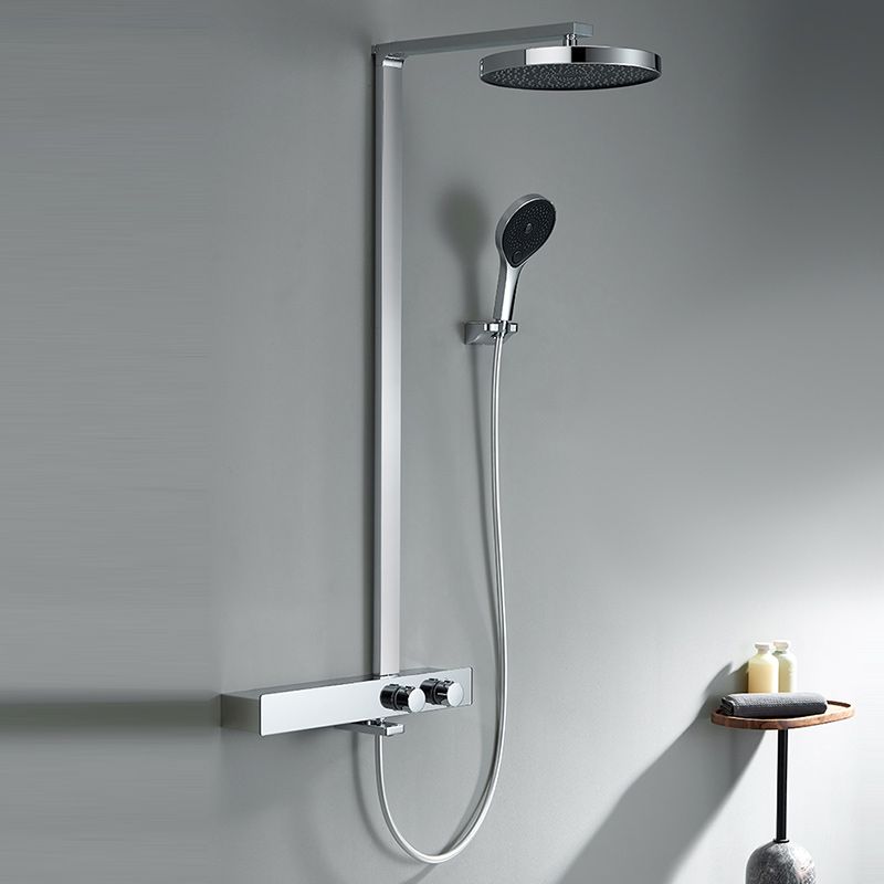 Contemporary Shower Trim with Dual Shower Head in Silver/White/Gray