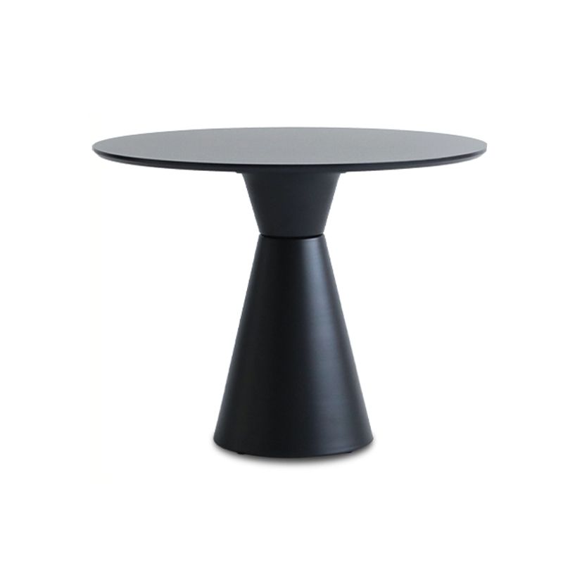 28.3 " H Single Leg Metal Base Solid Color Round Slate Coffee Table For Apartment