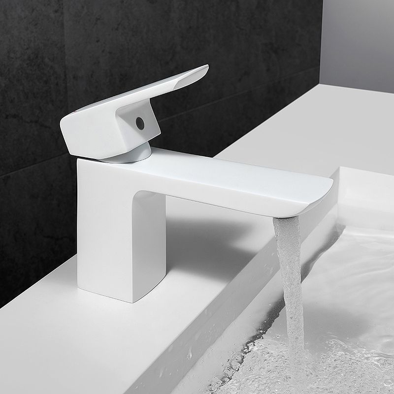Modern Lever Handles Sink Faucet White Brass Bathroom Sink Faucet