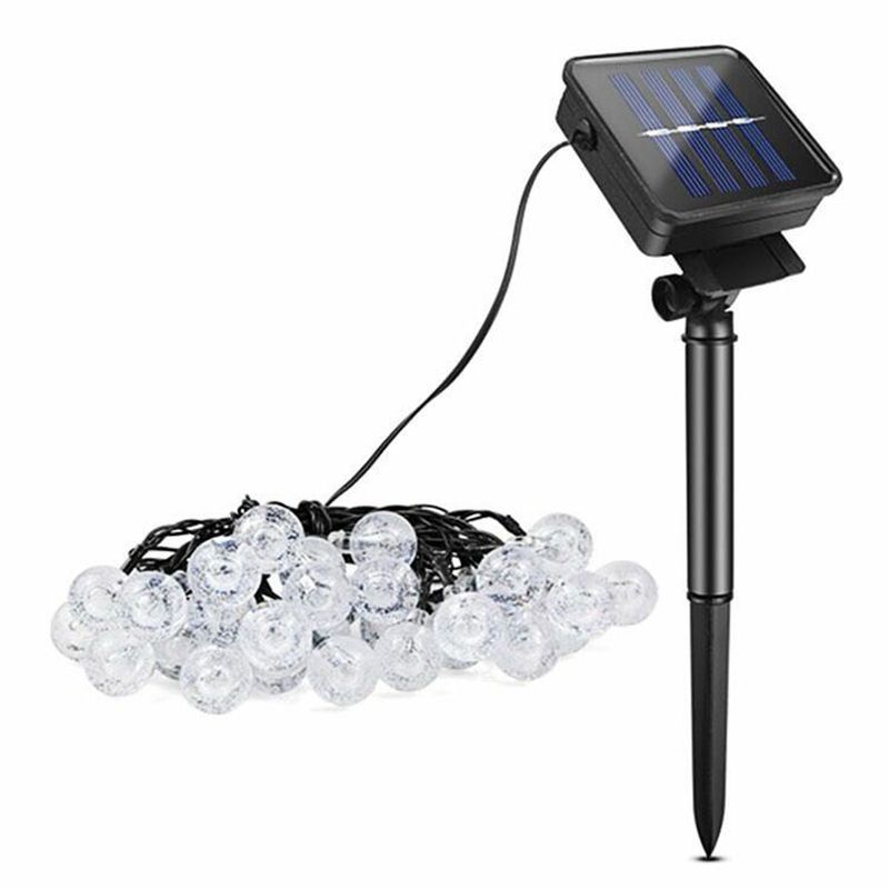 21.3ft Bubble Ball Solar Christmas Light Art Deco Plastic 30-Light Clear LED String Light