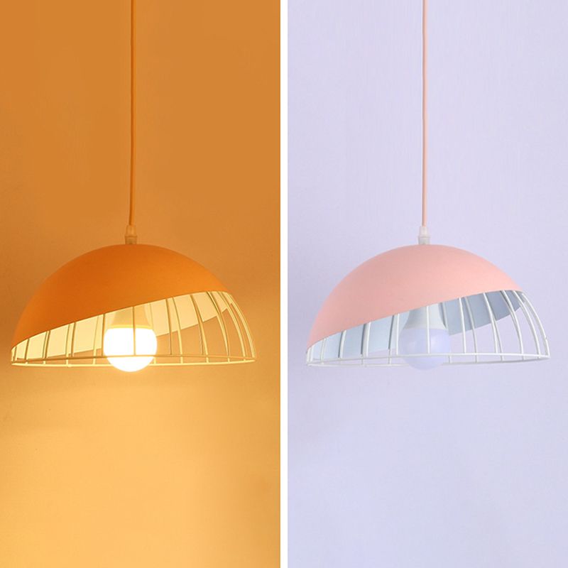 Moderne creatieve macaron hanglamp ijzer halfrond hangende lamp met aluminium schaduw
