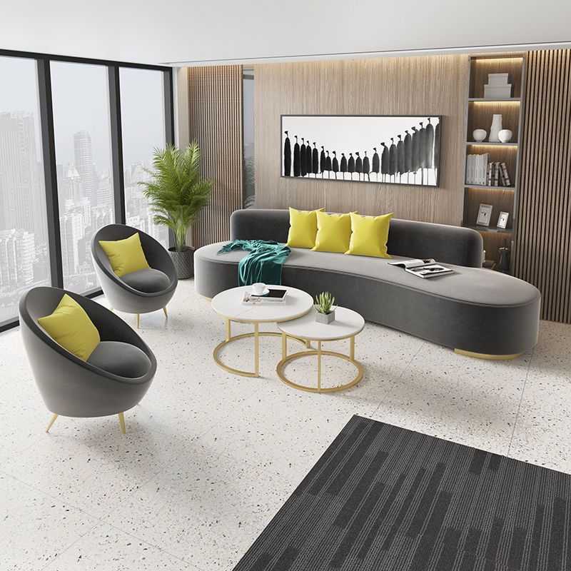 Modern Style Curved Sofa Minimalist Velvet Armless Sofa - 26.77" H