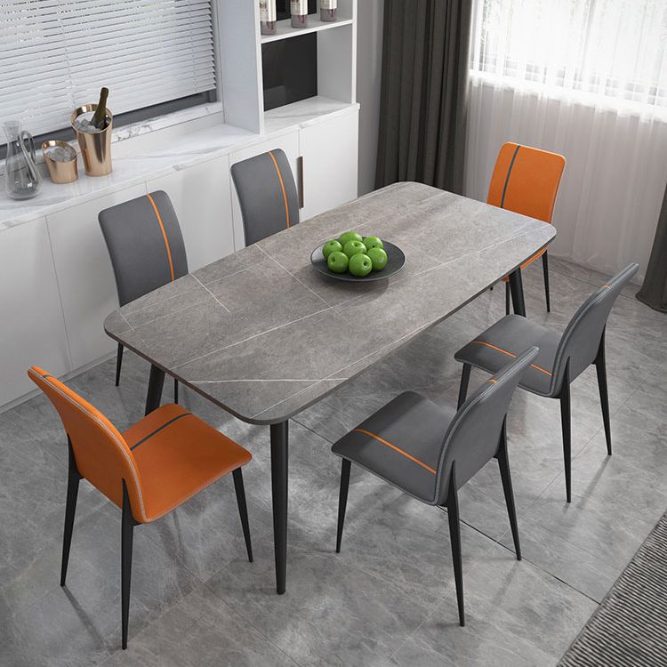 Simplicity Style Sintered Stone Dining Table 4 Legs Carbon Steel Base Rectangle Table for Home