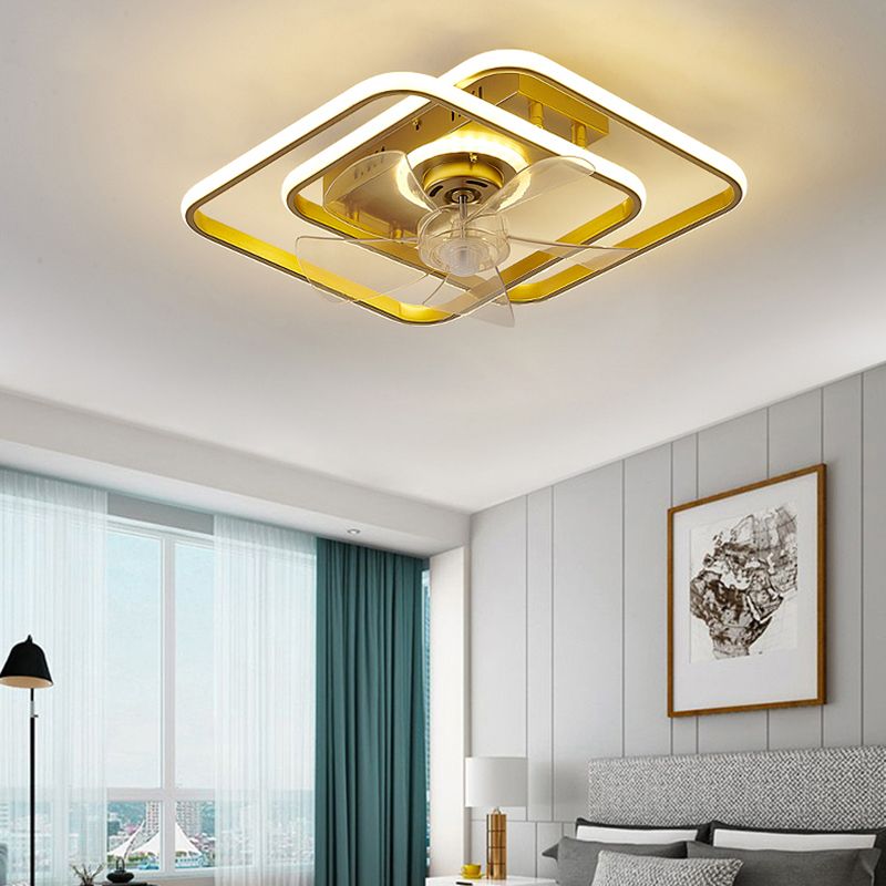 Contemporary Style Geometric Fan Light Metal LED Flush Mount Light for Bedroom