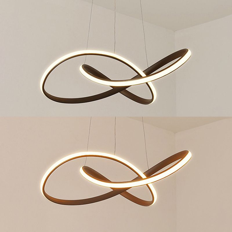 Moderna lampada sospesa in alluminio a pendente a led concisa con tonalità silicone