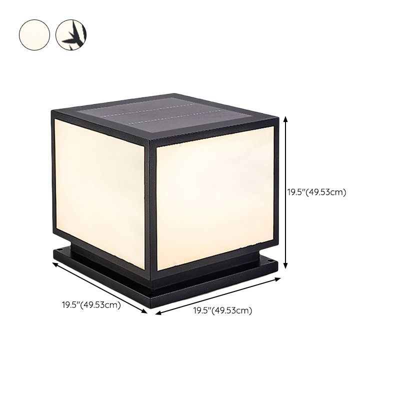 Contemporary LED Pillar Light Simple Black Solar Lighting Fixture for Garden