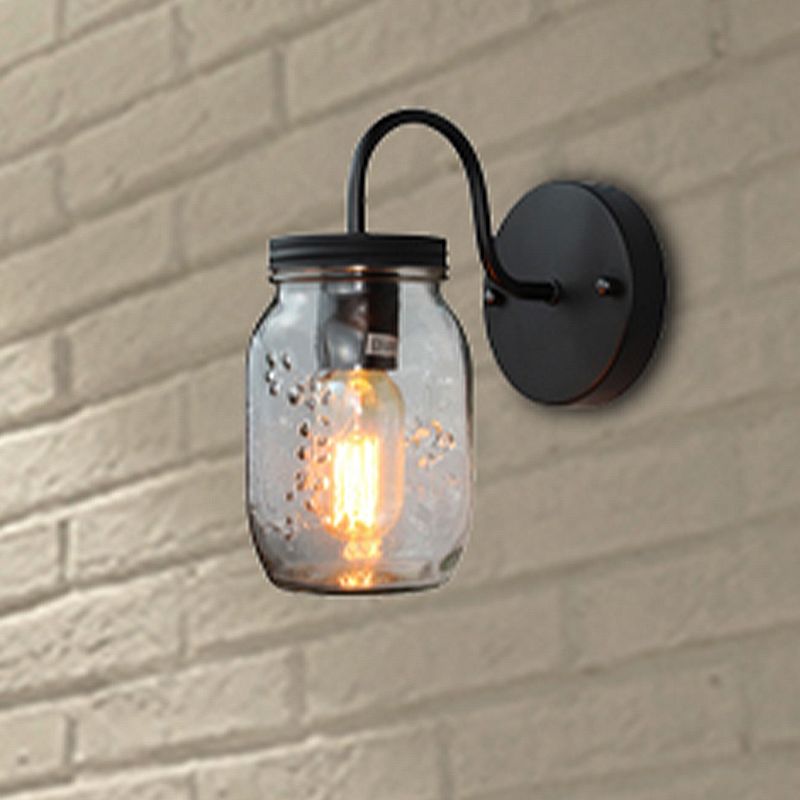 Jar barattolo sfumatura illuminazione da parete vetro industriale trasparente 1 lampada con foglie con fiore con grana di fiori