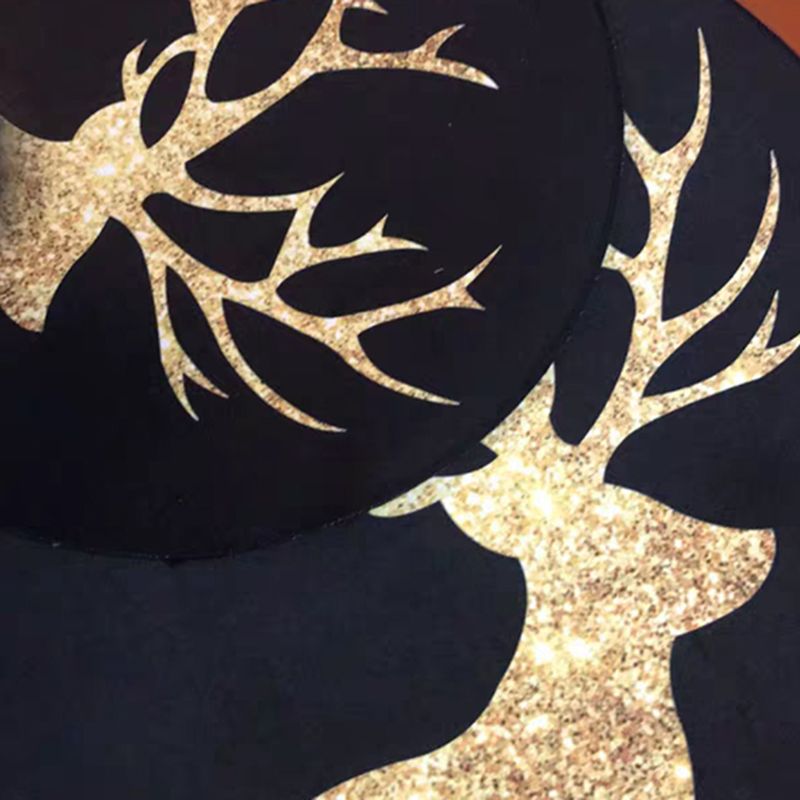 Round Black Tone Bedroom Carpet Bionic Animals Printed Area Rug Polyester with Stain Resistant Rug