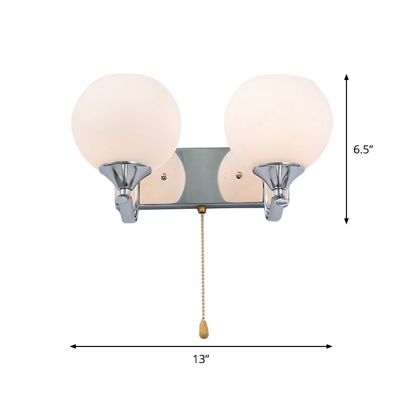 Crème glas wereldwijd wandmontage licht moderne 2-head chroom wandlamp armatuur met trekketting