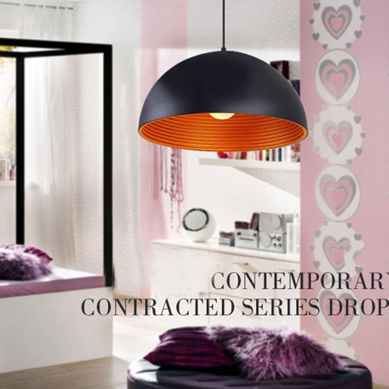 Black Bowl Industrial Pendant Light 1 Light Metal Pendant Lighting Fixtures