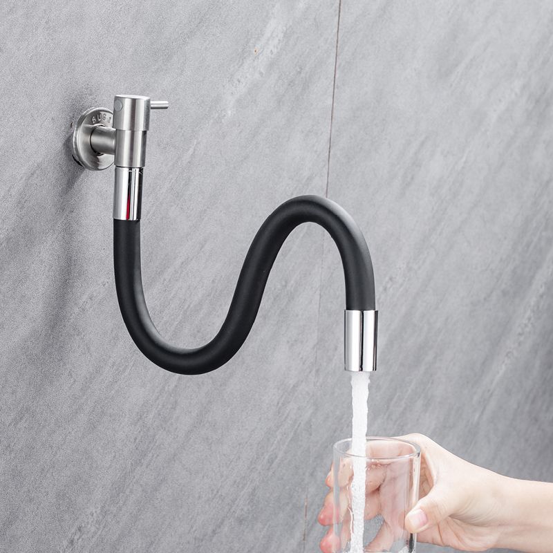 Contemporary Wall Mounted Bathroom Faucet Lever Handles Stainless Steel Faucet
