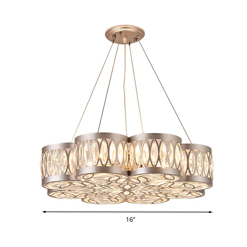 Bloom Dining Room Chandelier Lighting Fixture Faceted Crystal 3 Bulbs Modern Pendant Light in Silver