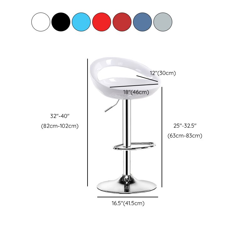 Modern Adjustable Height Swivel Plastic Bucket Bar Stool with Footrest