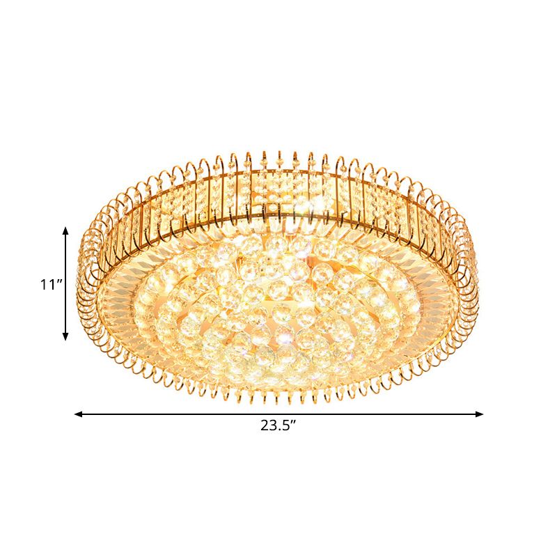 Trommel Great Room plafondlamp eigentijdse heldere afgeschuinde kristallen ballen 9 bollen goudspoeling