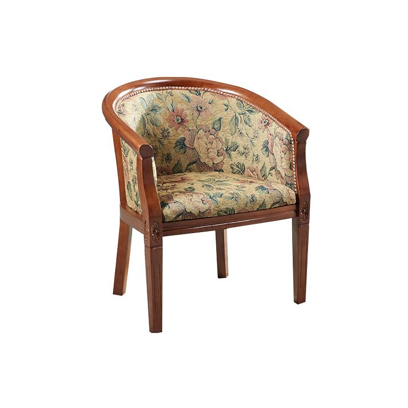 Fabric Arm Chairs Traditional Kitchen Dining Chair with Wood Legs
