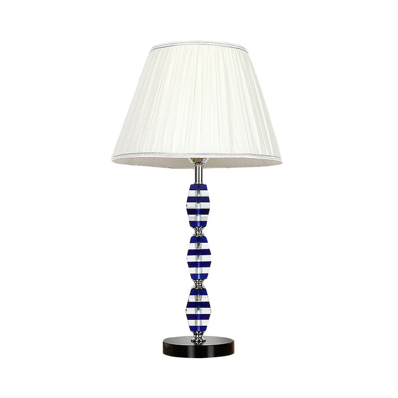 1 tête de salle à manger de la tête claire lampe de table de nuit bleu moderne avec nuance de tissu conique