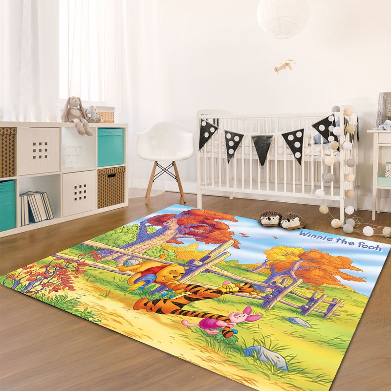 Cute Kids Room Rug Multi-Color Animal Pattern Rug Synthetics Anti-Slip Backing Easy Care Carpet