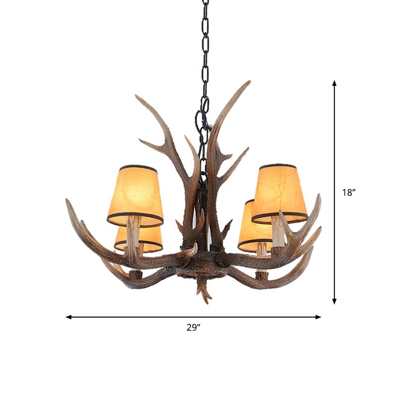 4/6/8-Light Conical Chandelier Light Traditional Brown Resin Suspension Pendant for Kitchen Island