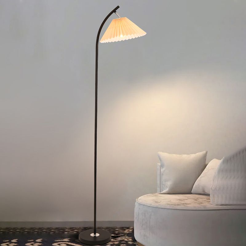1 Light Cone-Shaped Floor Lamps Modernism Fabric Floor Lamps for Bedroom