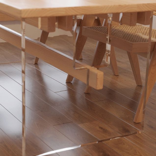 Solid Wood Trestle Base Table Modern Furniture in Natural for Restaurant