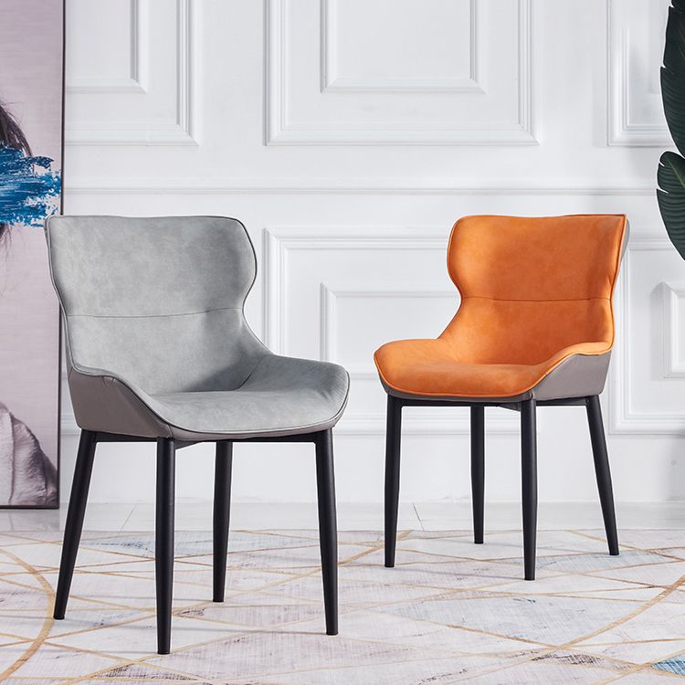 Inicio Sillón escandinavo Wingback Silla de comedor tapizada de metal
