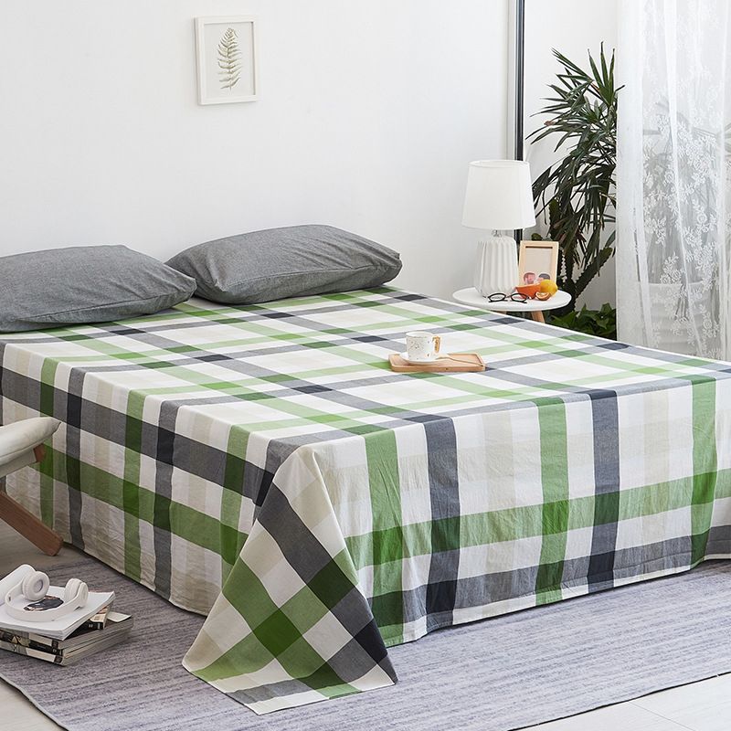 100 Cotton Sheet Set Checkered and Solid Color1or 2 Piece Bed Sheet