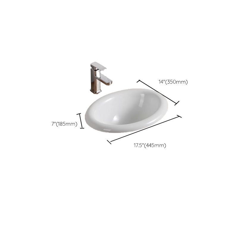 Contemporary Bathroom Sink with Pop-Up Drain Porcelain Oval-Shape Undermount Bathroom Sink