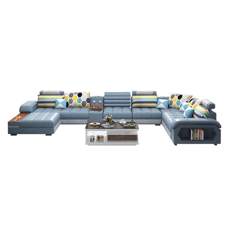 Blue Sofa/sectional with Storage for Living Room 33.46" High
