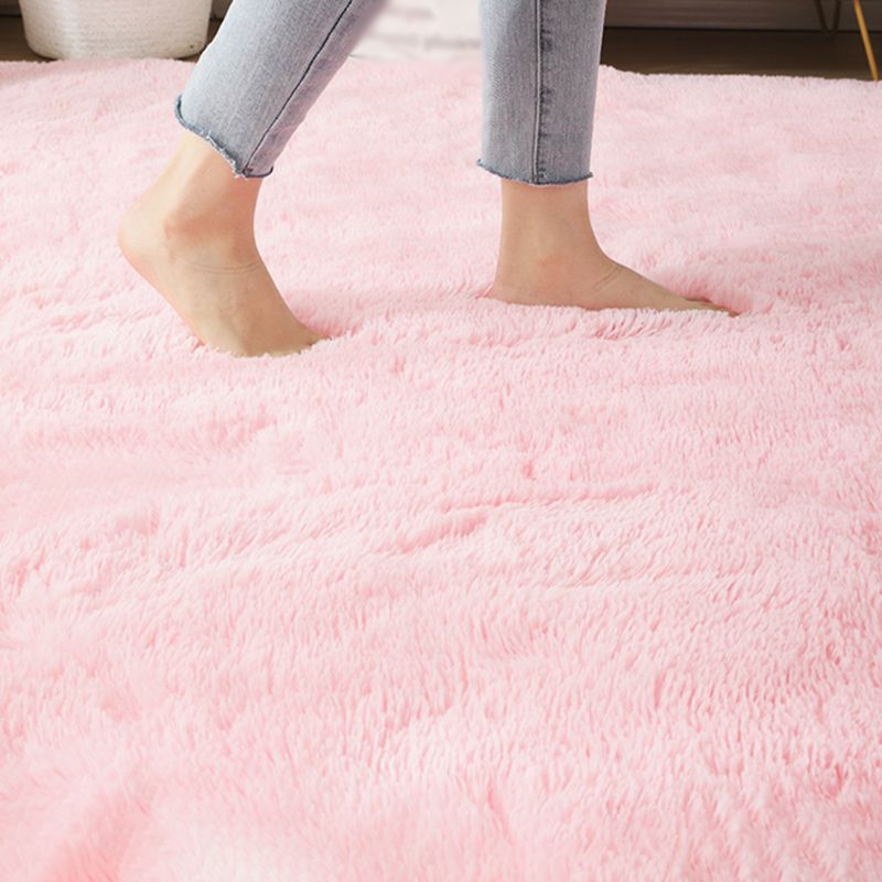 Simple Indoor Room Rug Pink Pure Color Carpet Polyester Non-Split Indoor Carpet