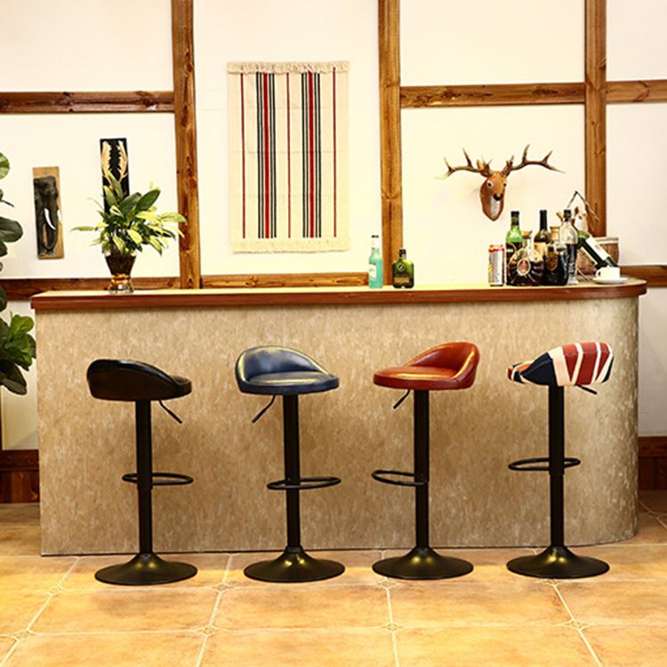 Industrial Metal Adjustable Swivel Barstool with Cushion 32" Height Bar Stool 1 Piece